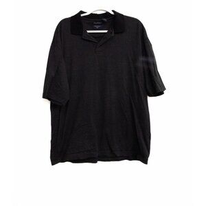 Dockers Black & Grey Striped Short Sleeve Polo Shirt Size XL